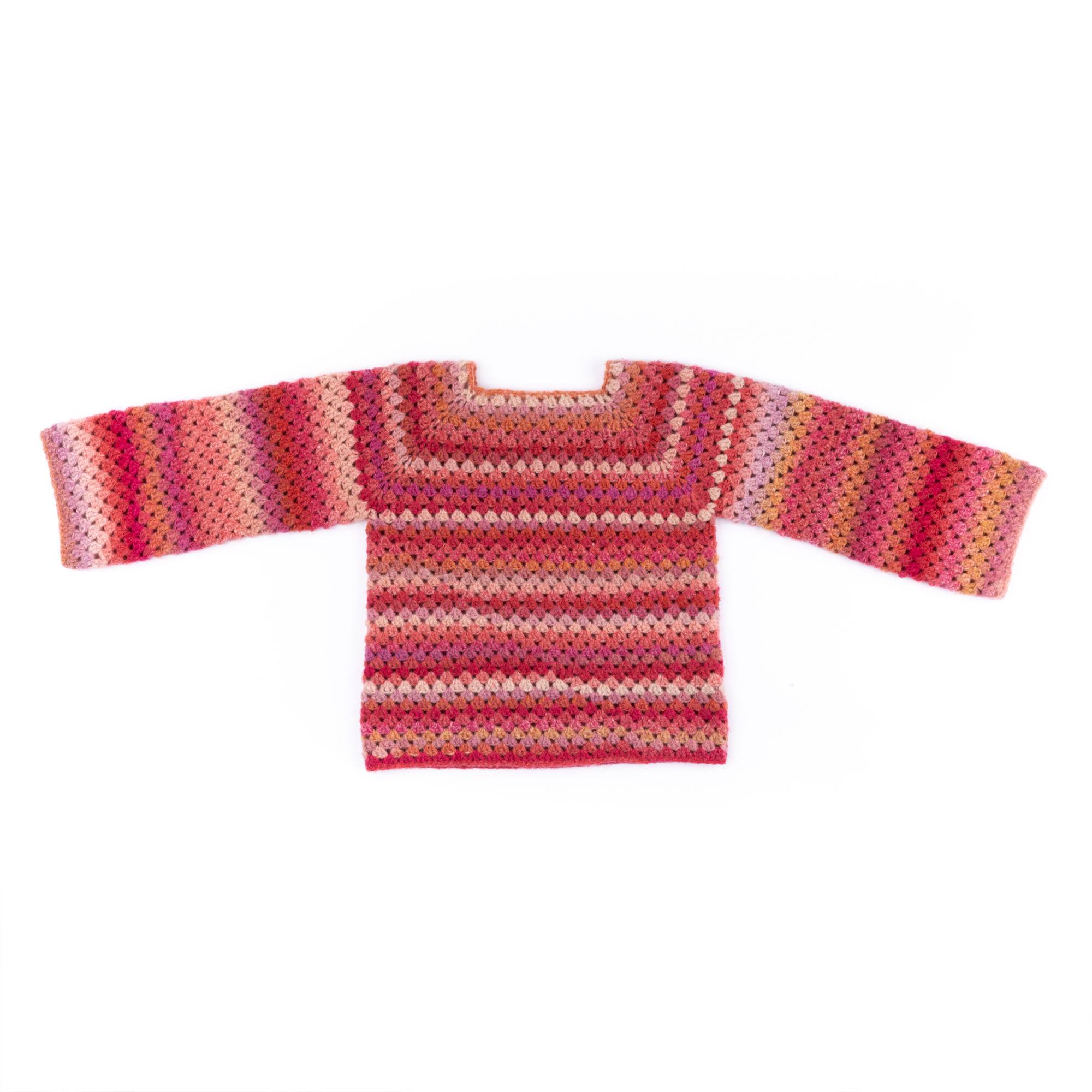 Caron Granny Stripes Top-Down Crochet Pullover