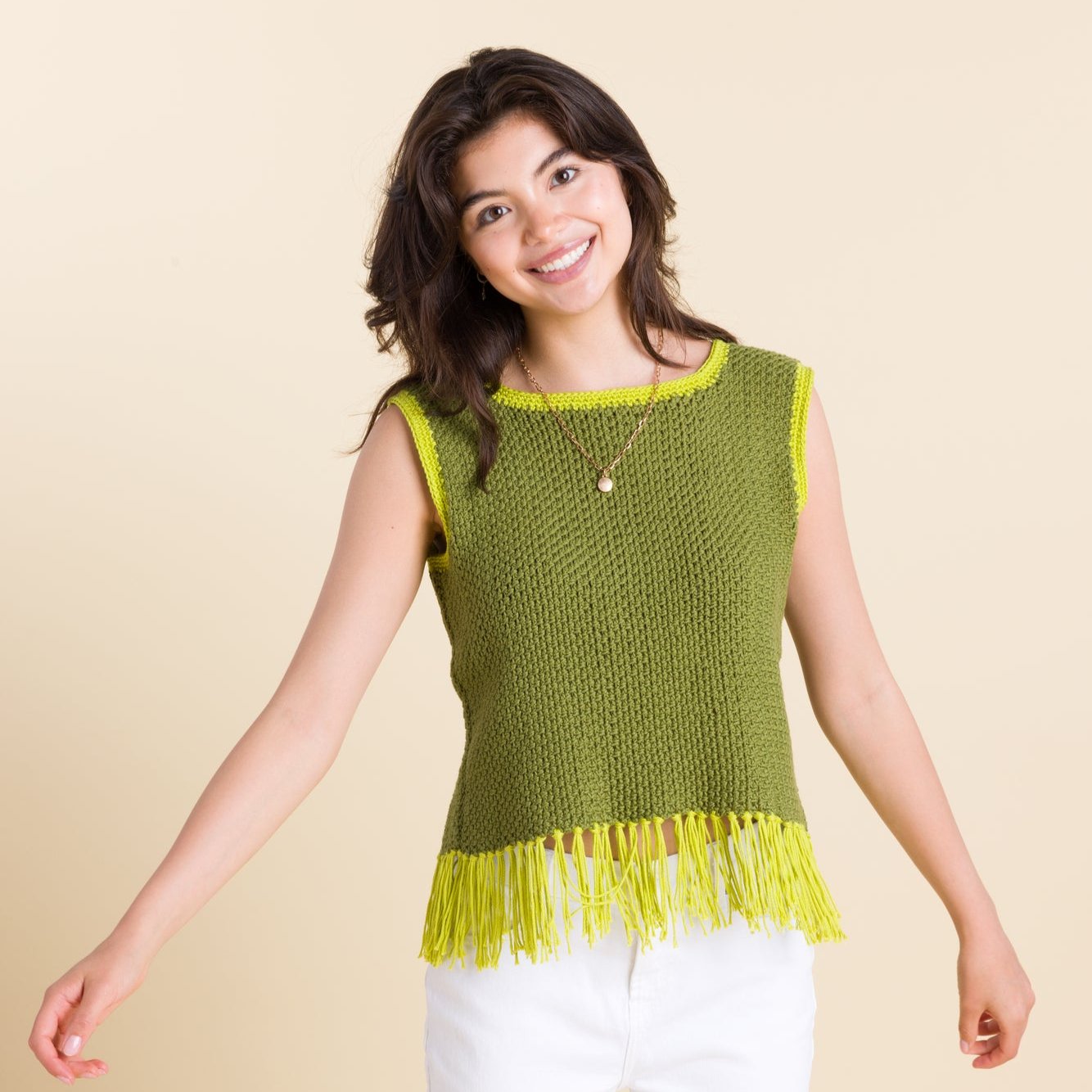 Caron Crochet Side-to-Side Fringed Top (Digital Download)