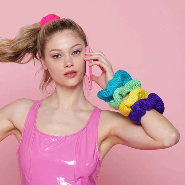 CARON COLOR BURST KNIT SCRUNCHIE, SINGLE SIZE / BLUE MINT (Digital Download)