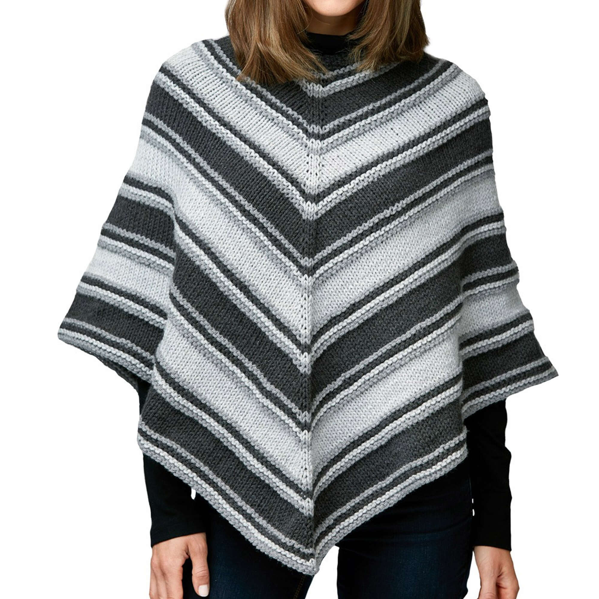 Caron Fade to Grey Knit Poncho (Digital Download)