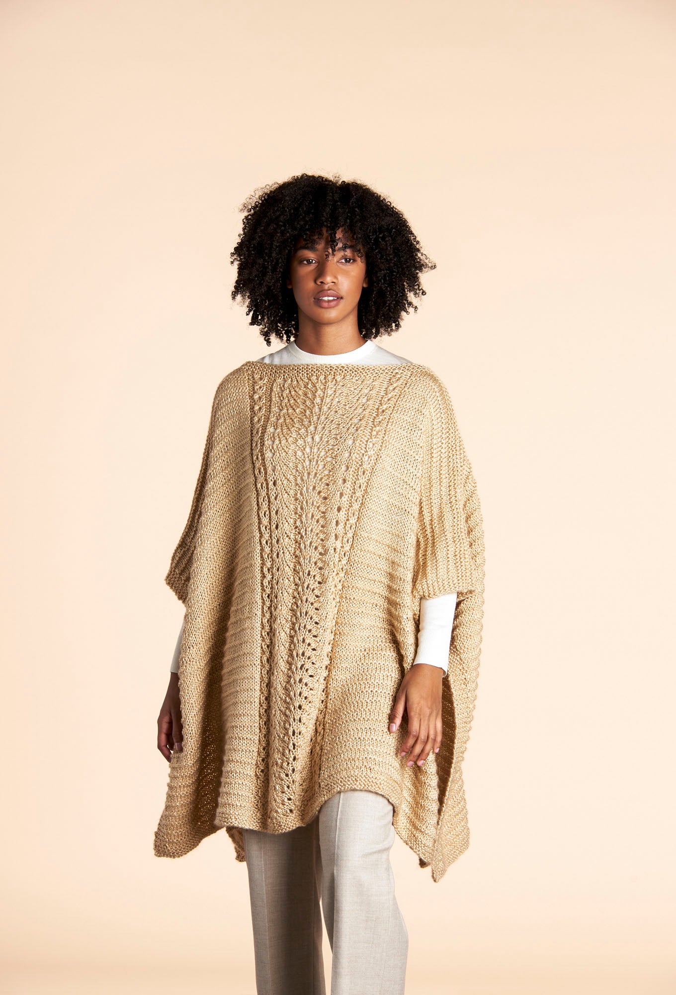 KNITTING PATTERN DOWNLOAD - CARON LACE PANEL KNIT PONCHO