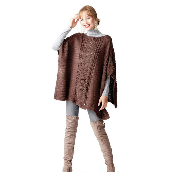 KNITTING PATTERN DOWNLOAD - CARON LACE PANEL KNIT PONCHO