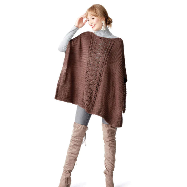 KNITTING PATTERN DOWNLOAD - CARON LACE PANEL KNIT PONCHO