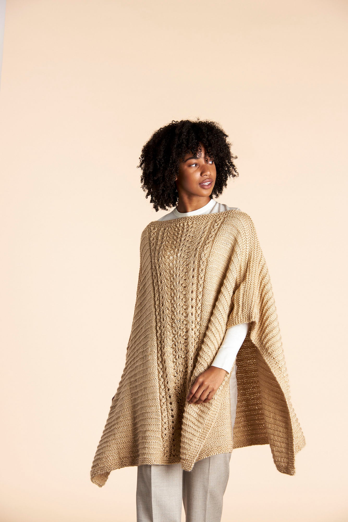 KNITTING PATTERN DOWNLOAD - CARON LACE PANEL KNIT PONCHO