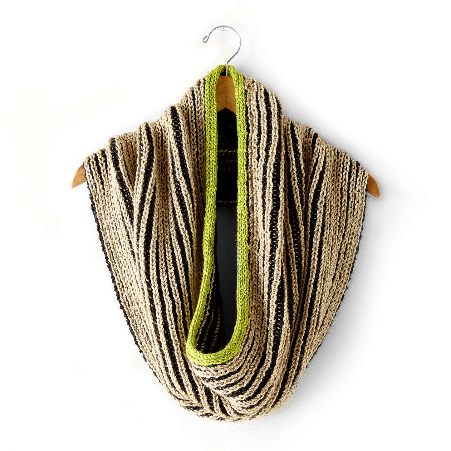 Caron Knit Shadow Cowl With Accent Trim (Digital Download)
