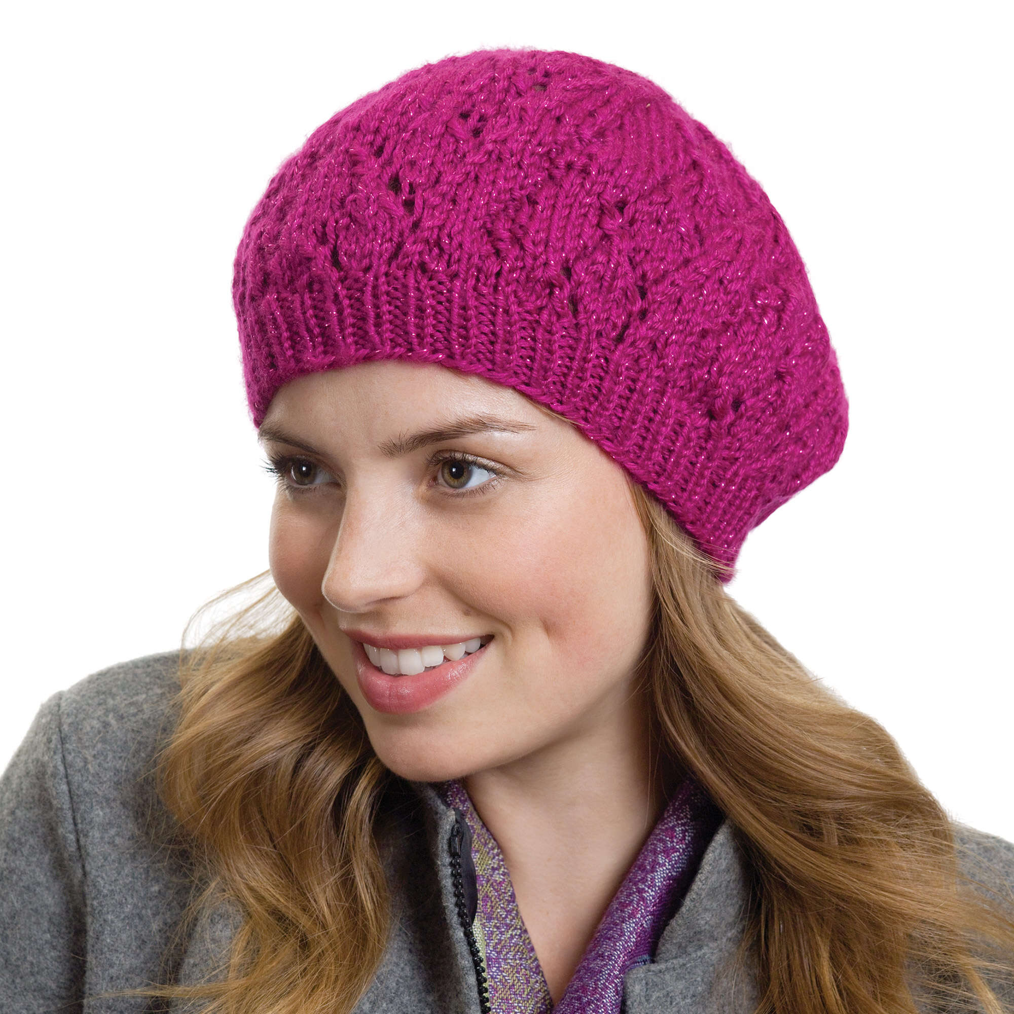 Caron Knit Raspberry Beret (Digital Download)