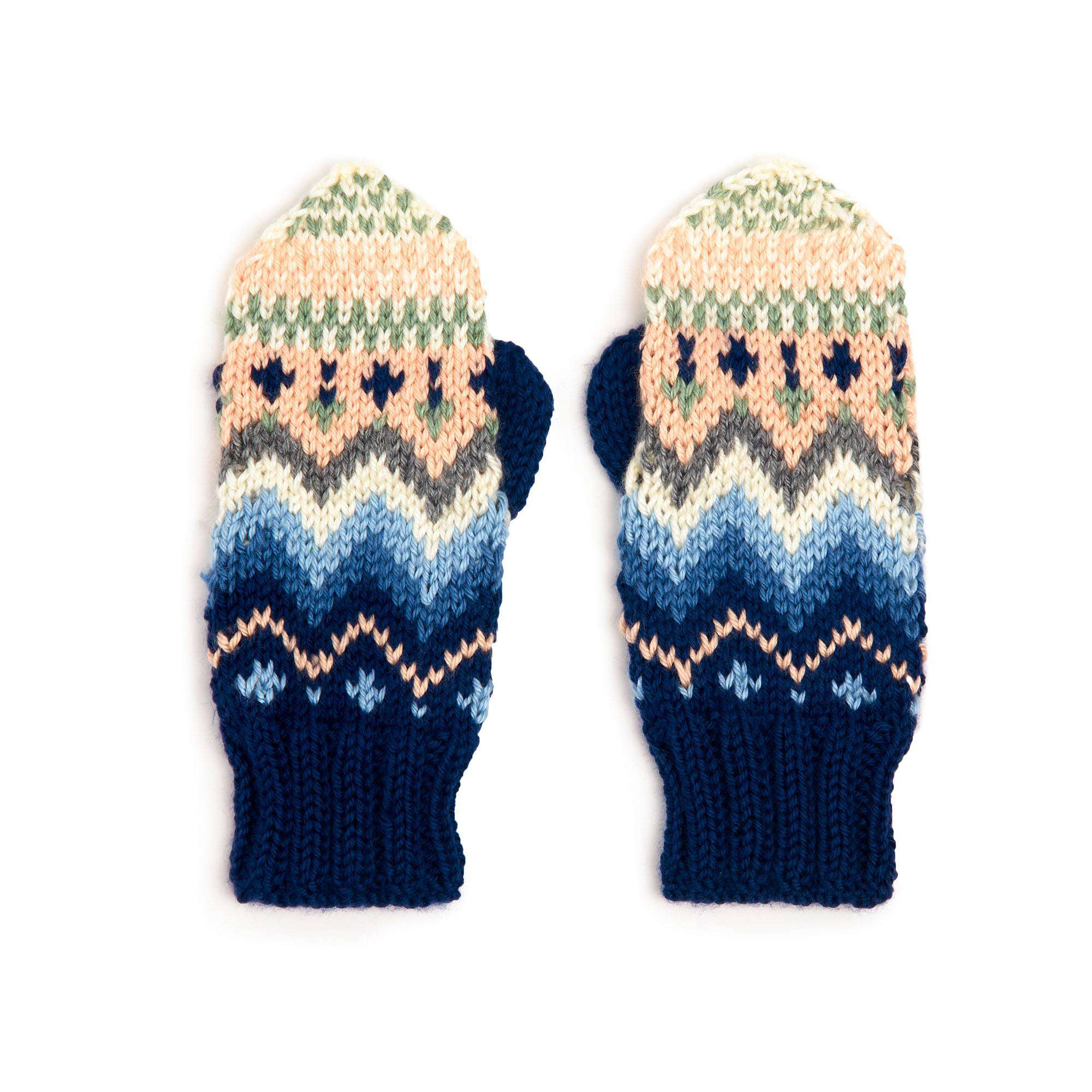 Caron Fair Isle Knit Mittens (Digital Download)