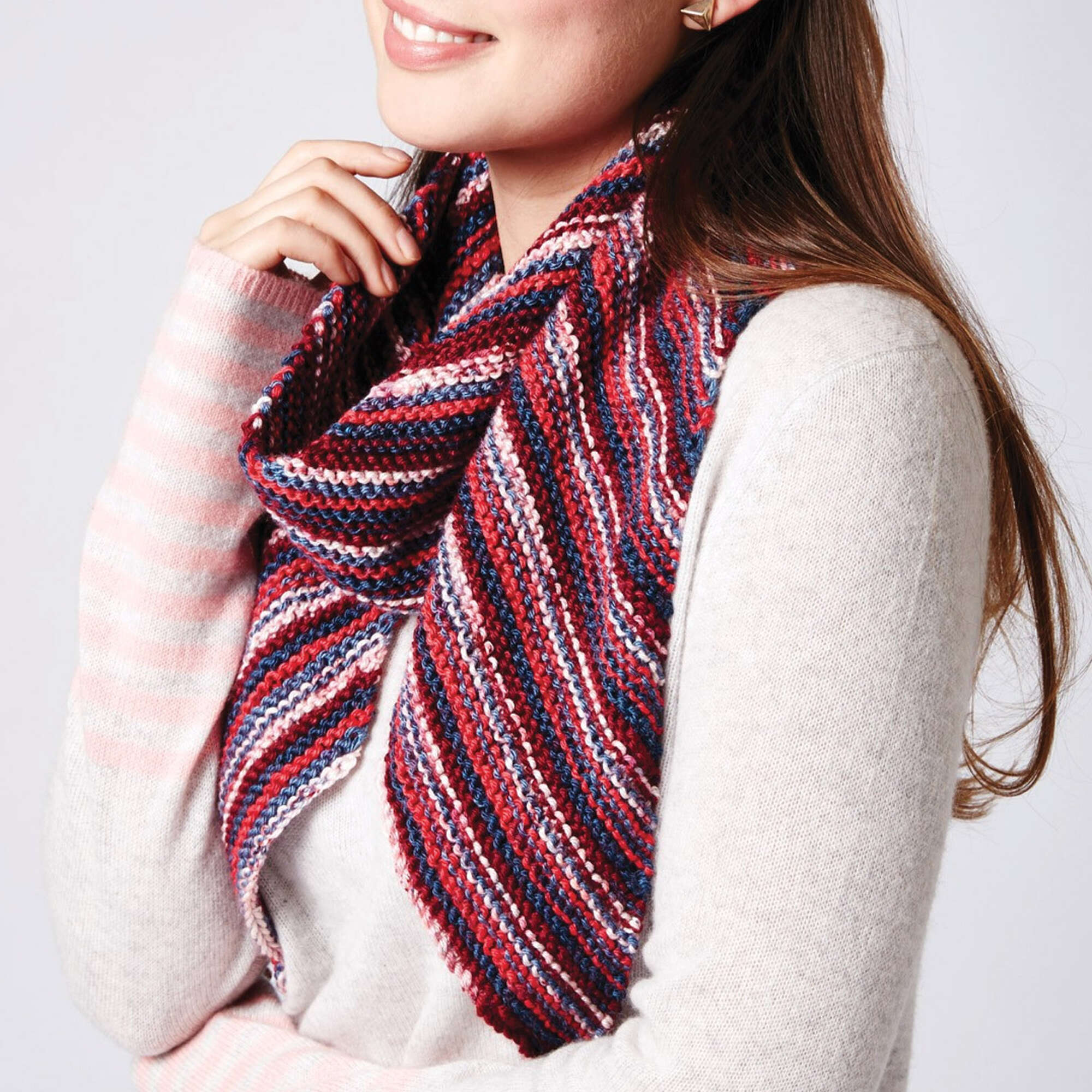 Caron Knit Bias Stripes Scarf (Digital Download)