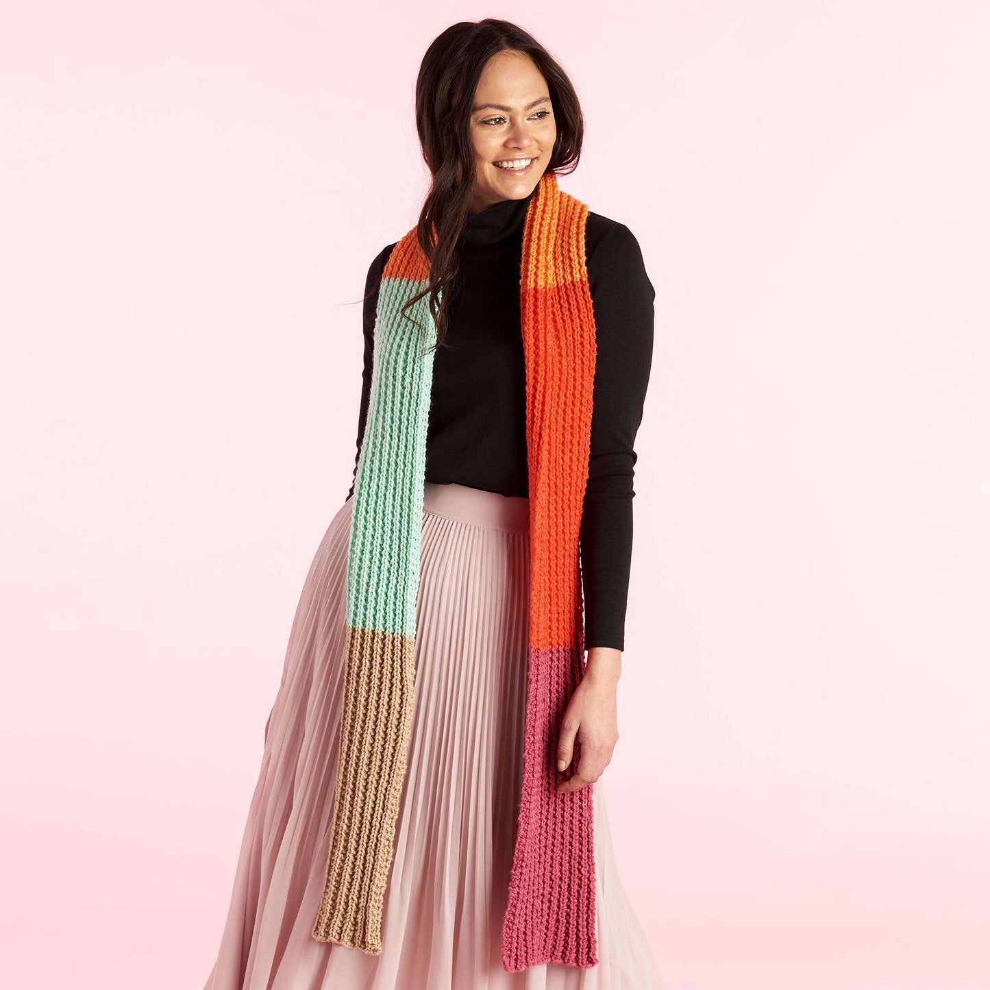 Caron O'Go With the Flow Knit Scarf (Digital Download)