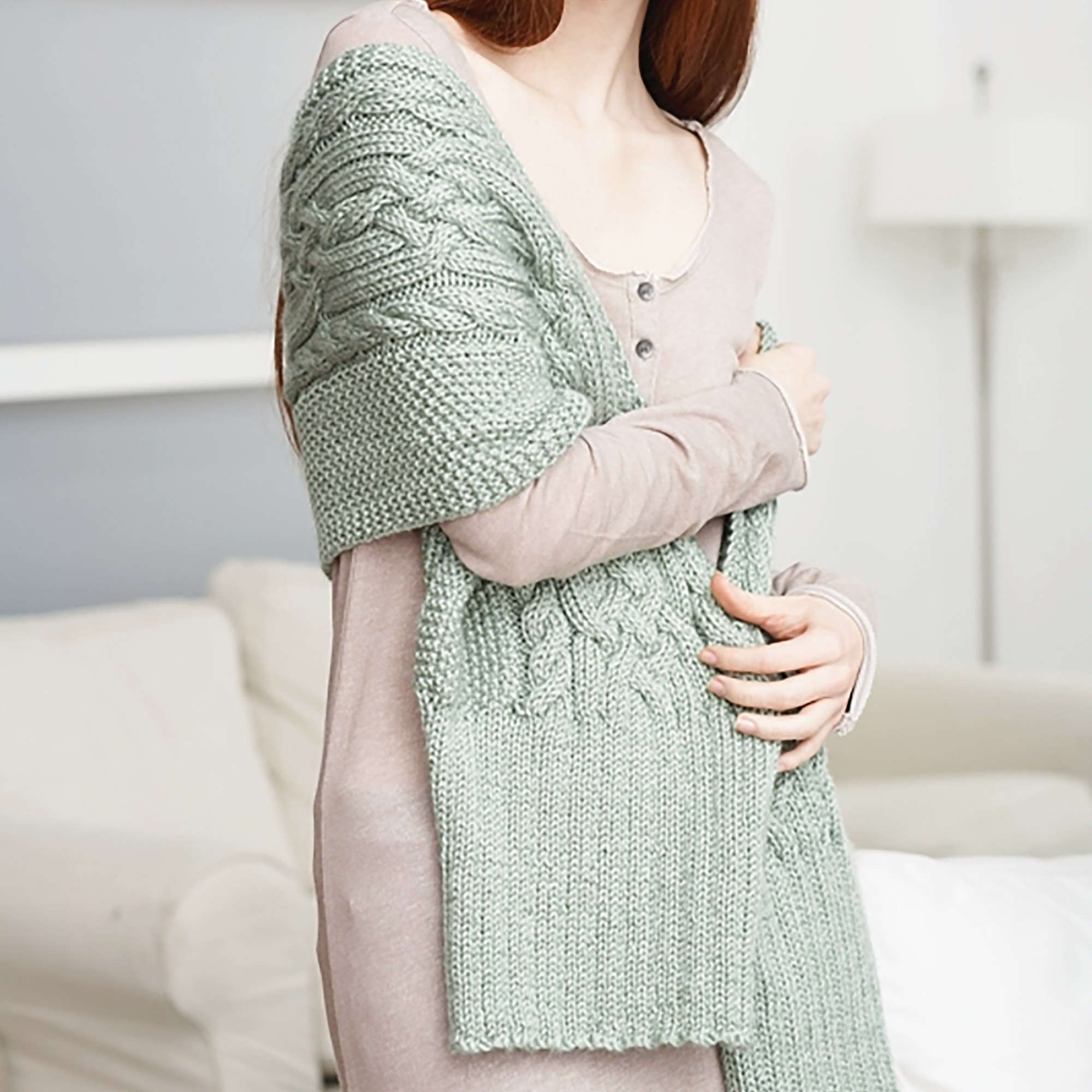 Caron Knit Celtic Cables Wrap (Digital Download)