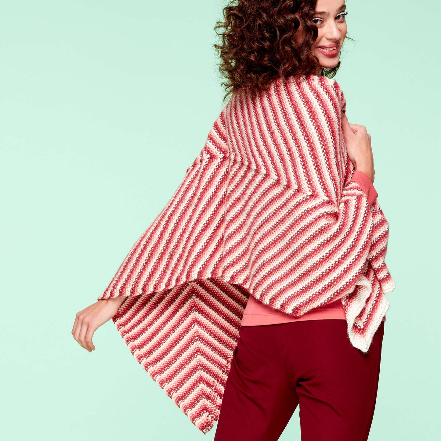 Caron x Pantone Linen Stitch Knit Mitered Wrap (Digital Download)