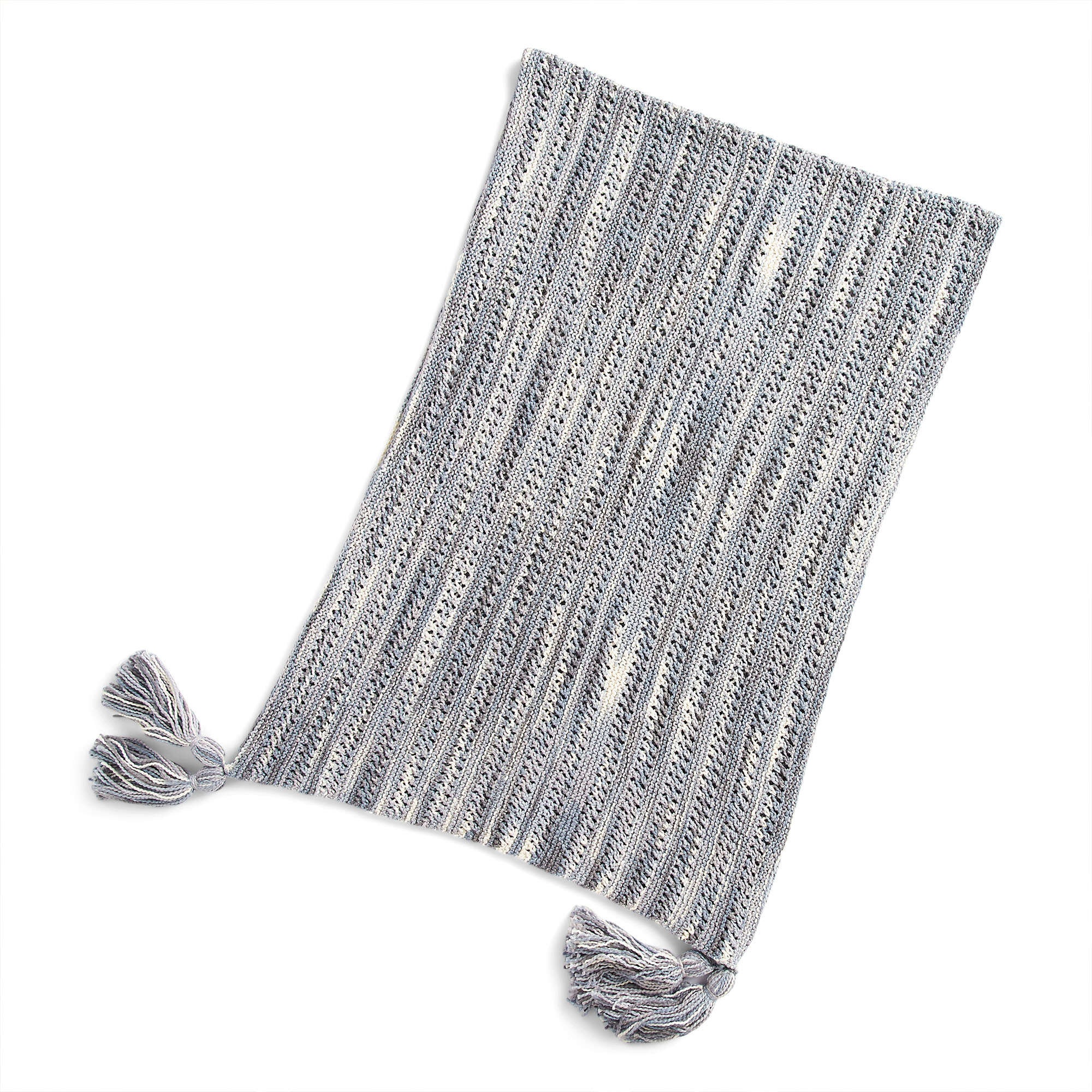Caron Eyelet Stripes Knit Shawl (Digital Download)