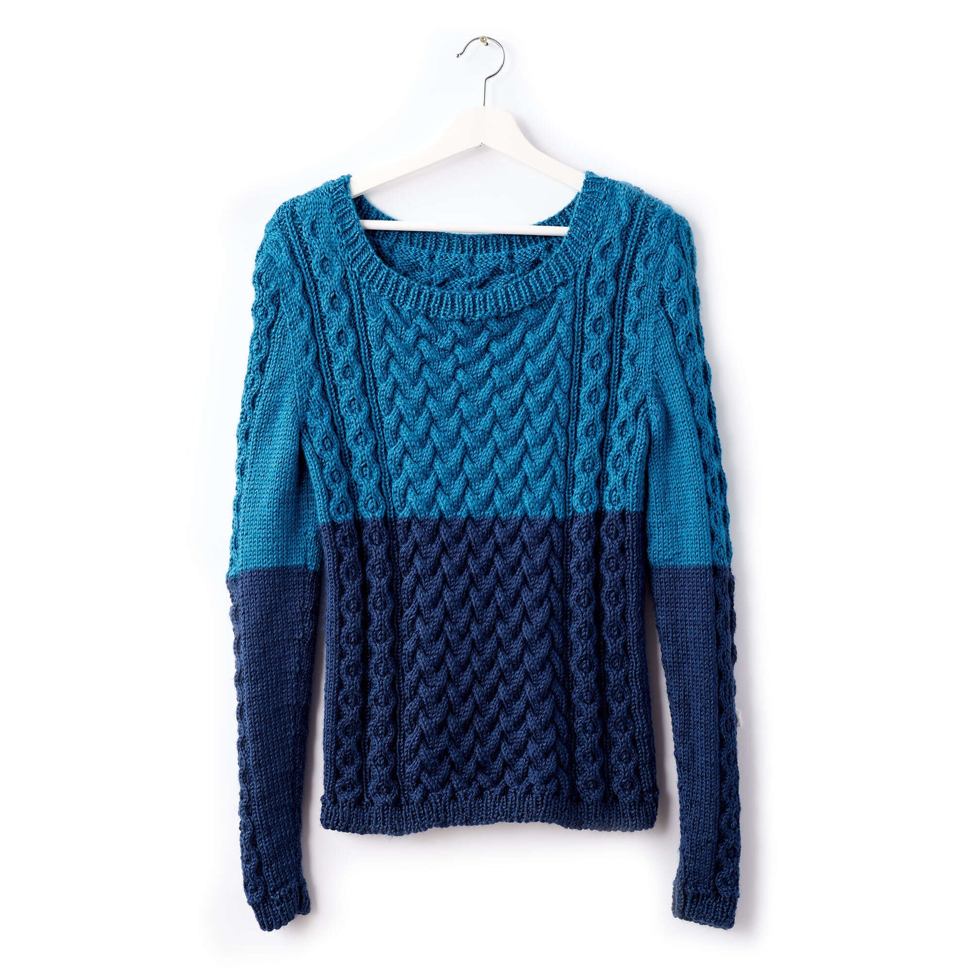 Caron Dipped Cable Knit Pullover (Digital Download)