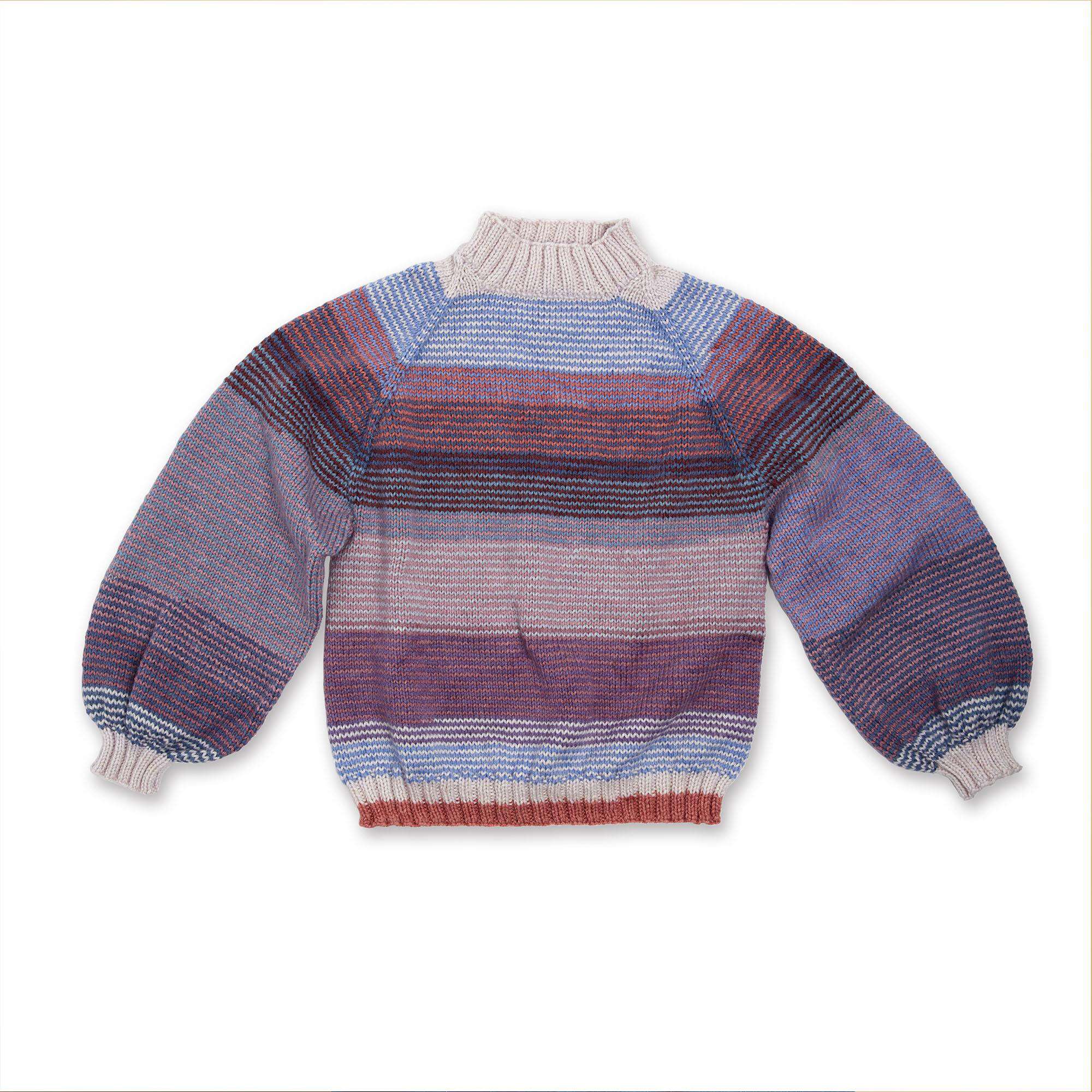 Caron Knit Striped Statement Sleeve Pullover (Digital Download)