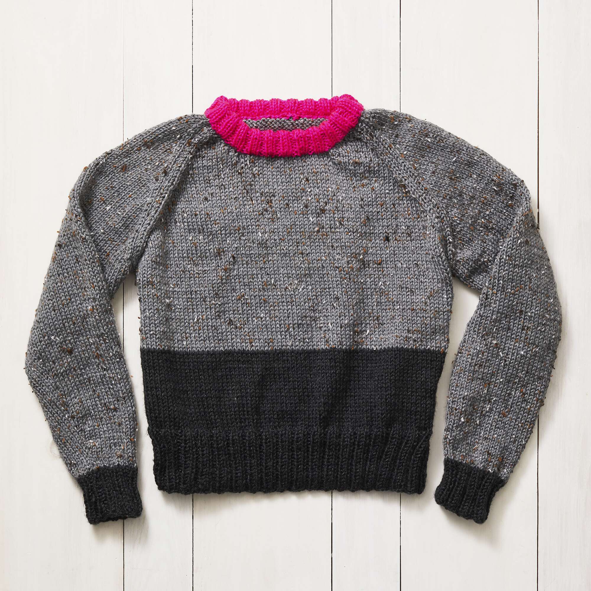 Caron Stitch Club Raglan Color Block Knit Sweater + Tutorial (Digital Download)