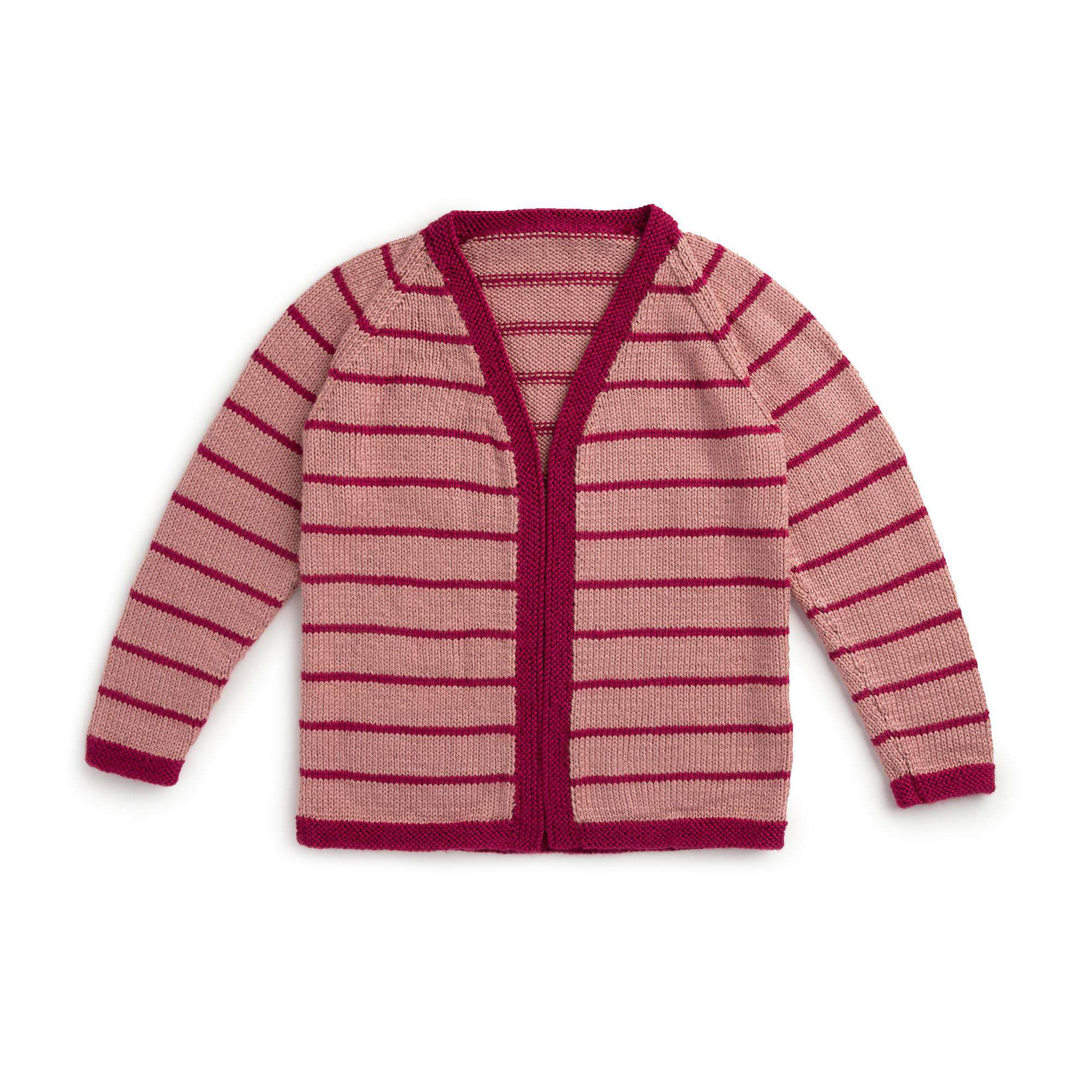 Caron Knit Contrast Trim Cardigan (Digital Download)
