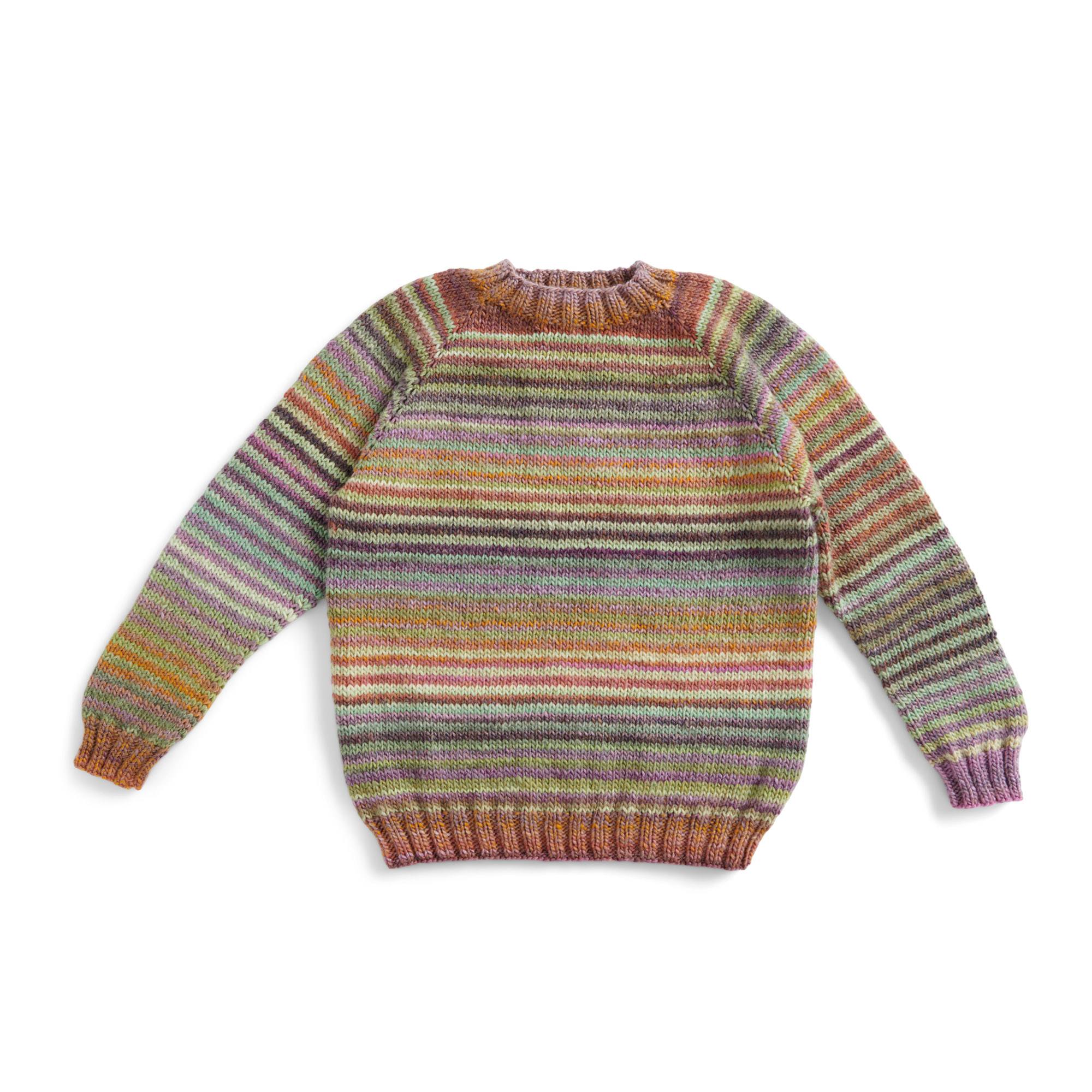 Caron Knit Striped Top Down Sweater (Digital Download)