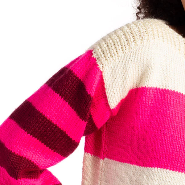 CARON STRIPED HARMONY BEGINNER KNIT SWEATER PATTERN, XS/S