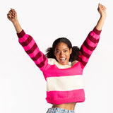 CARON STRIPED HARMONY BEGINNER KNIT SWEATER PATTERN, XS/S