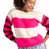 CARON STRIPED HARMONY BEGINNER KNIT SWEATER PATTERN, XS/S