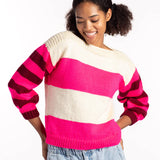 CARON STRIPED HARMONY BEGINNER KNIT SWEATER PATTERN, XS/S