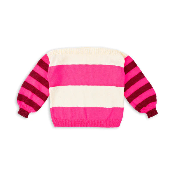 Contrast striped sales panel ribbed sweater