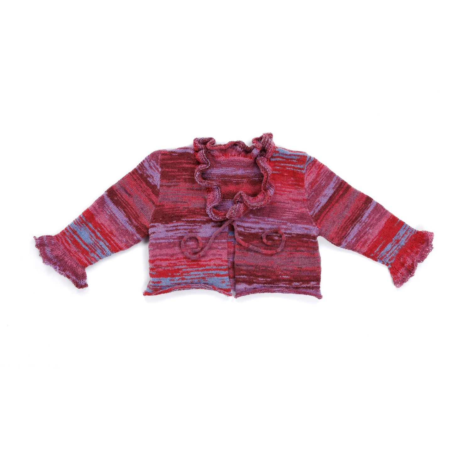 Caron Knit Ruffle Tie-front Cardigan (Digital Download)