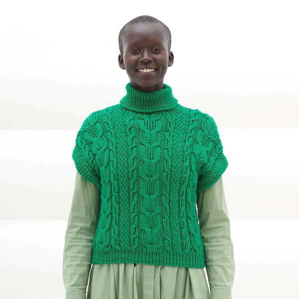 KNITTING PATTERN DOWNLOAD - CARON CABLE MIX KNIT TURTLENECK VEST PATTERN, XL