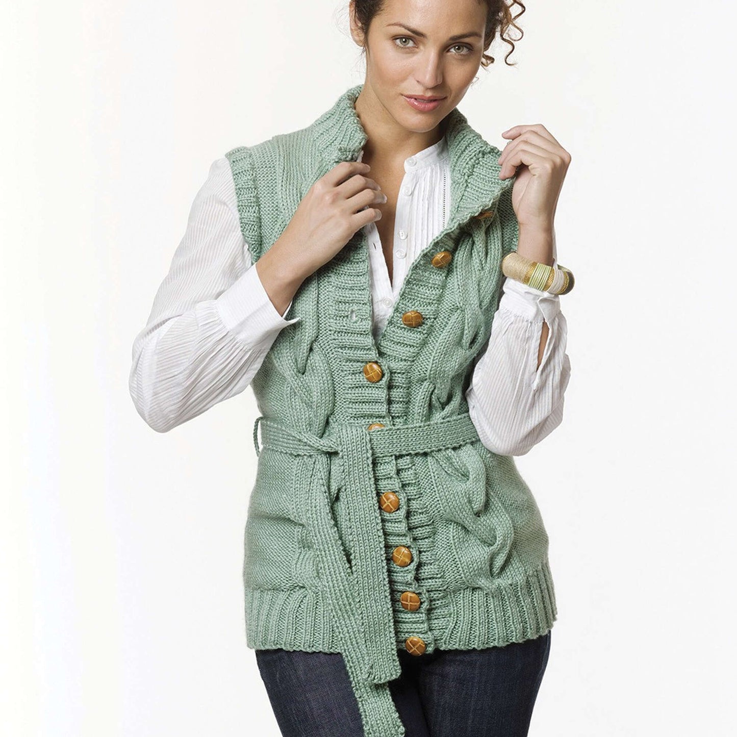 Caron Long Cabled Vest (Digital Download)