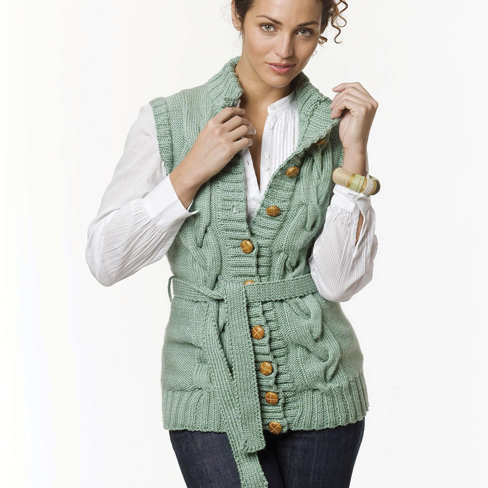 Caron Long Cabled Vest (Digital Download)