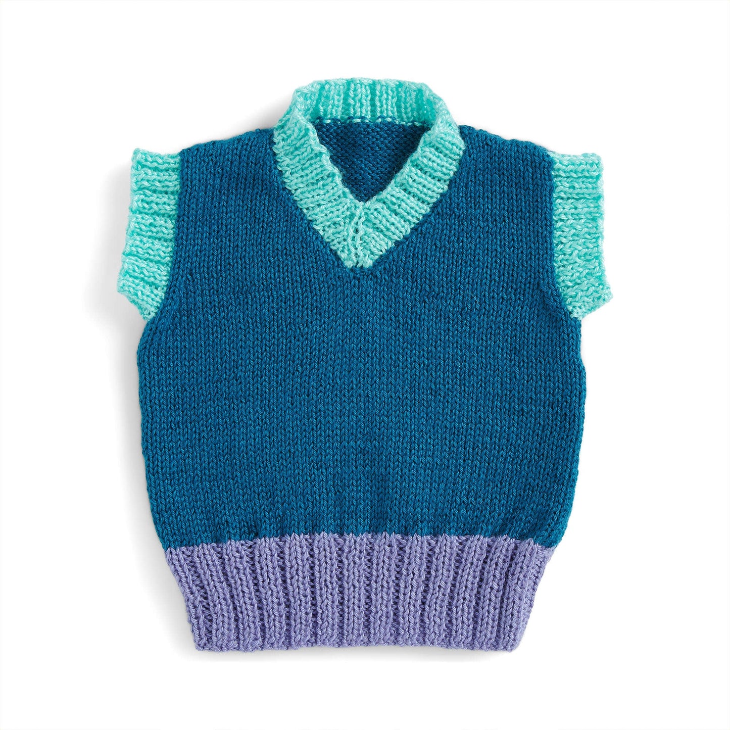 Caron Color-Block Knit Vest (Digital Download)