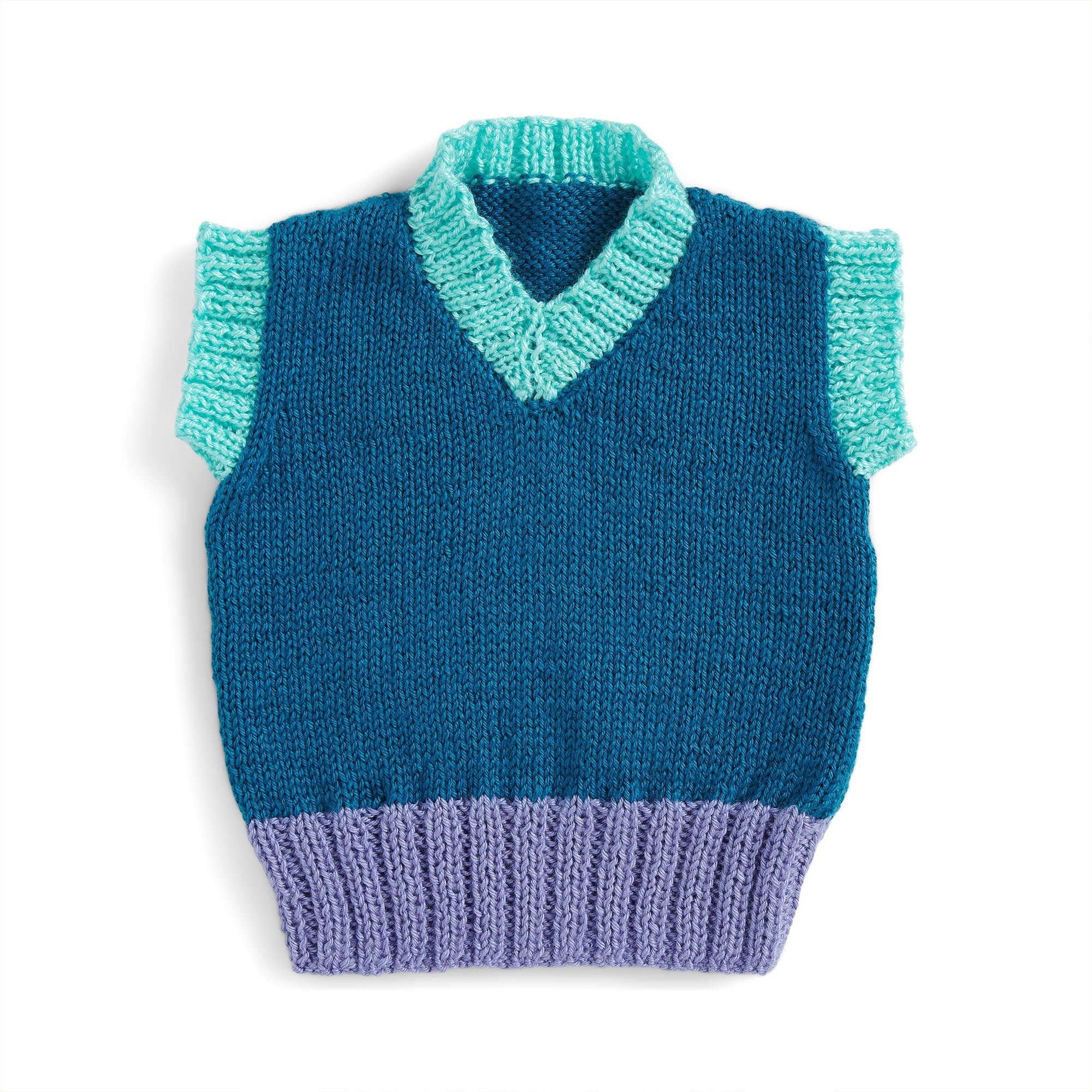 Caron Color-Block Knit Vest (Digital Download)