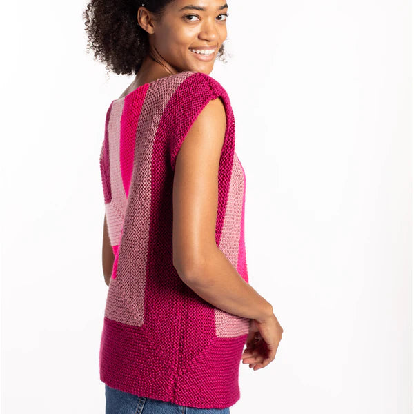 KNITTING PATTERN DOWNLOAD - CARON MITERED ANGLED KNIT VEST PATTERN, XS/S