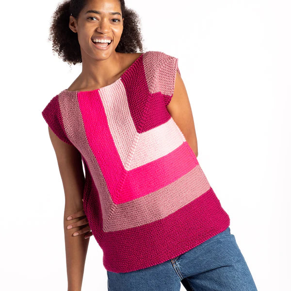 KNITTING PATTERN DOWNLOAD - CARON MITERED ANGLED KNIT VEST PATTERN, XS/S