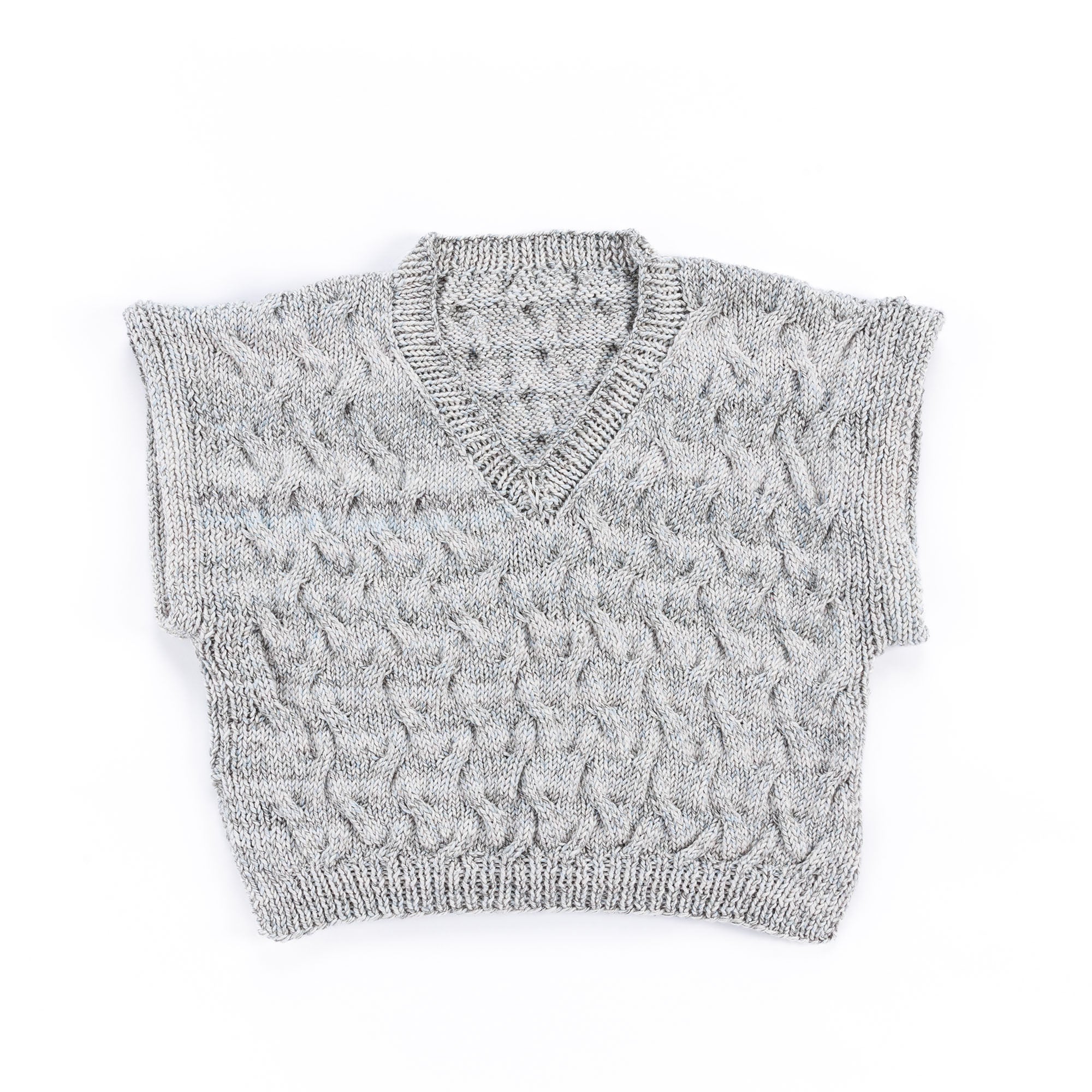Caron Shadow Cables Knit V-Neck Vest (Digital Download)