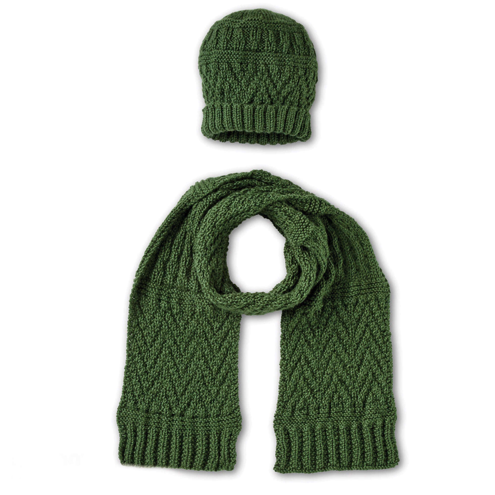 Caron Guernsey Textures Knit Hat and Scarf (Digital Download)