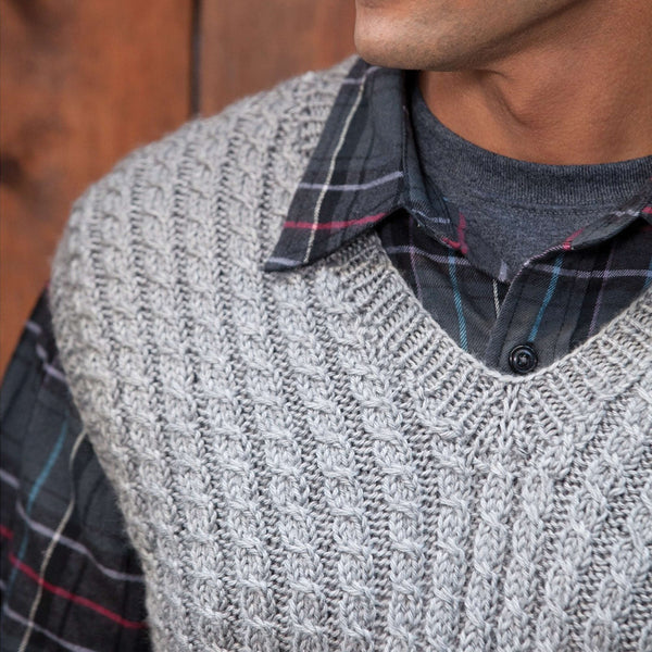 KNITTING PATTERN DOWNLOAD - CARON DAD'S CABLED VEST, M