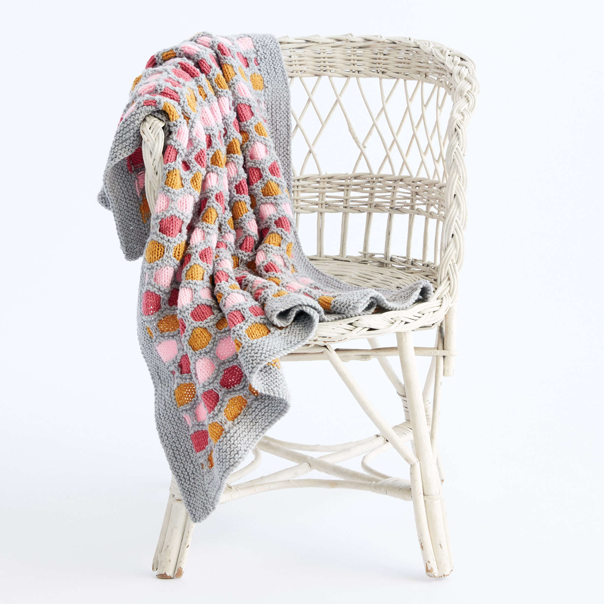 Caron Honeycomb Stripes Knit Blanket (Digital Download)