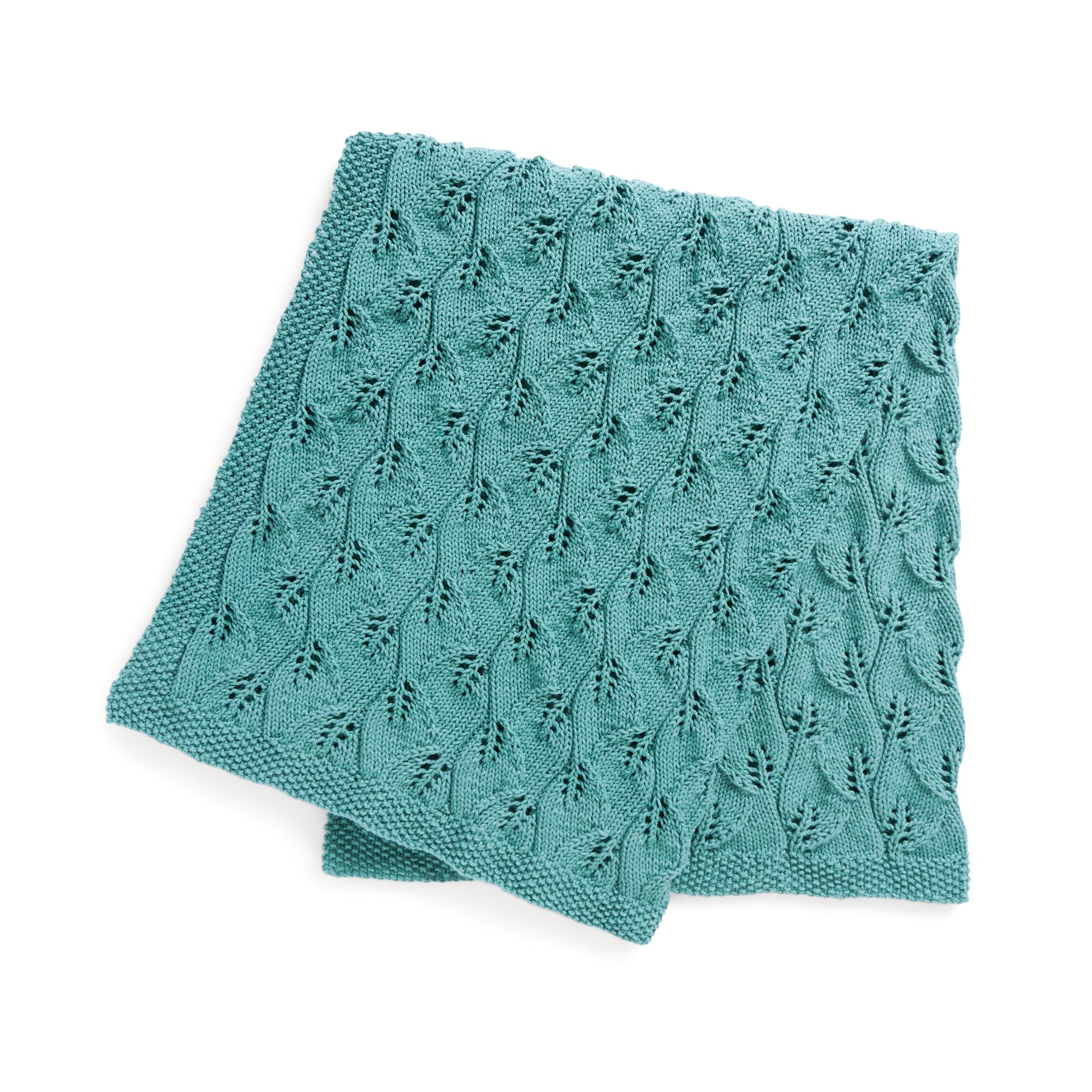 Caron Leafy Green Knit Afghan