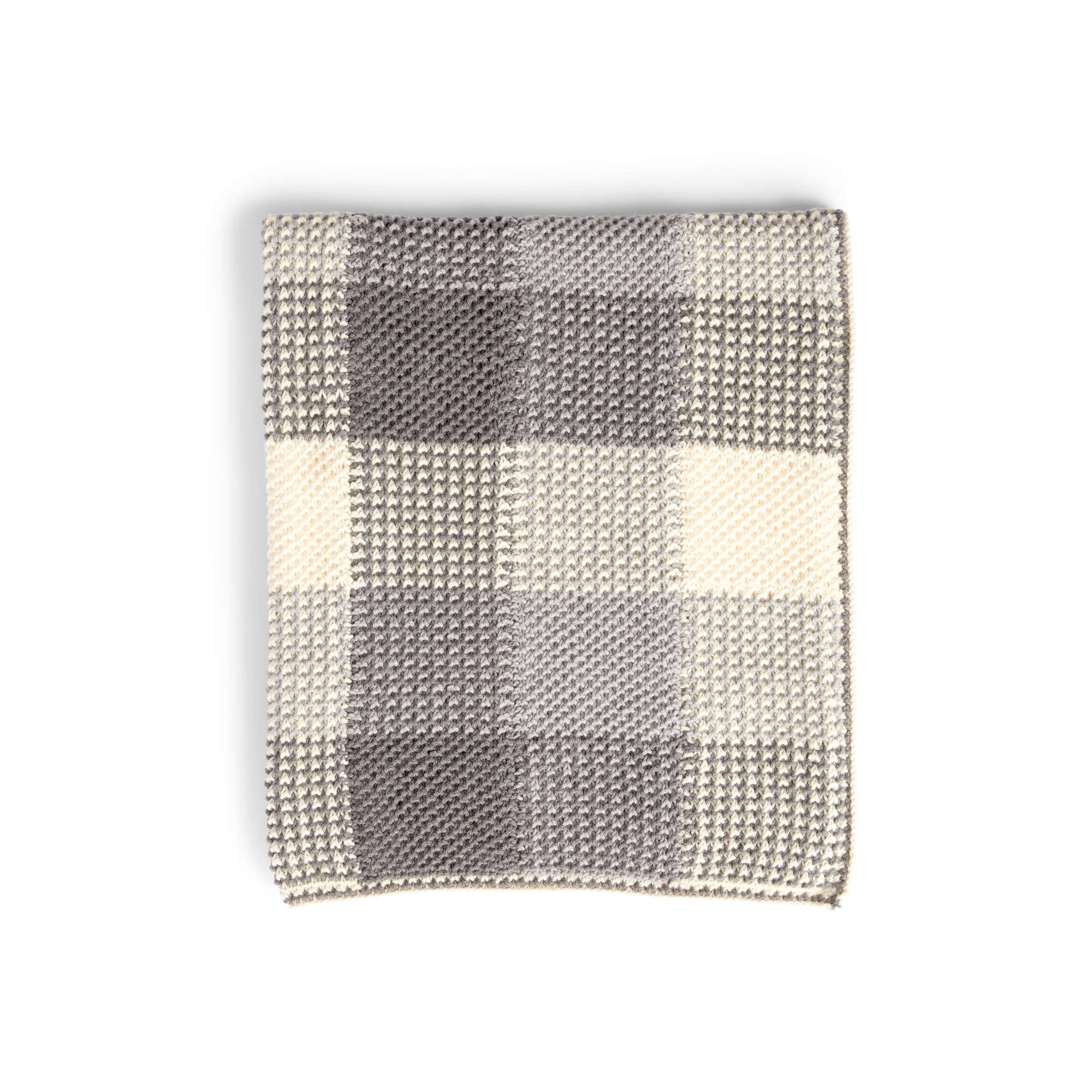 Caron Knit Gingham Panels Blanket (Digital Download)
