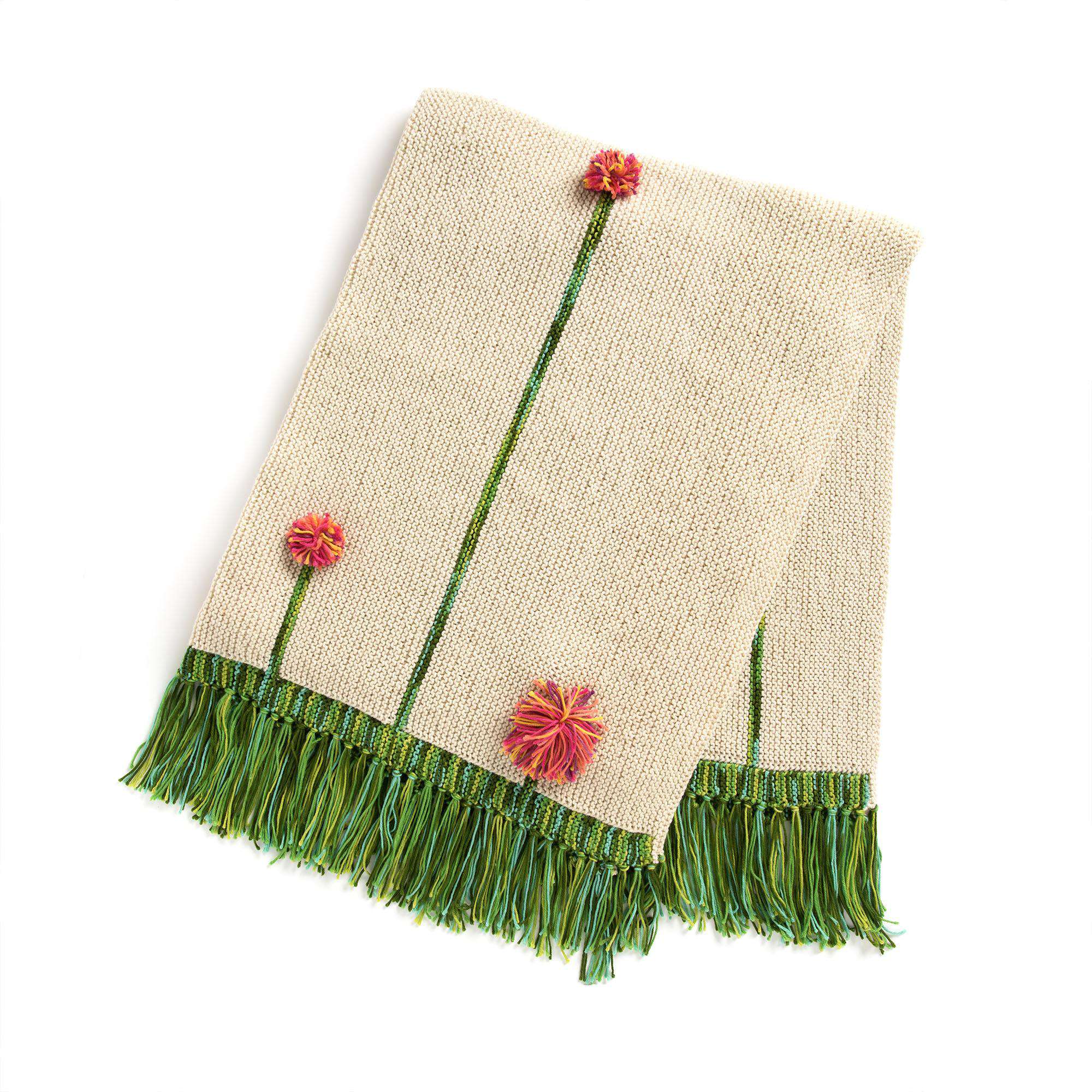 Caron Knit Pompom Poppies Blanket (Digital Download)