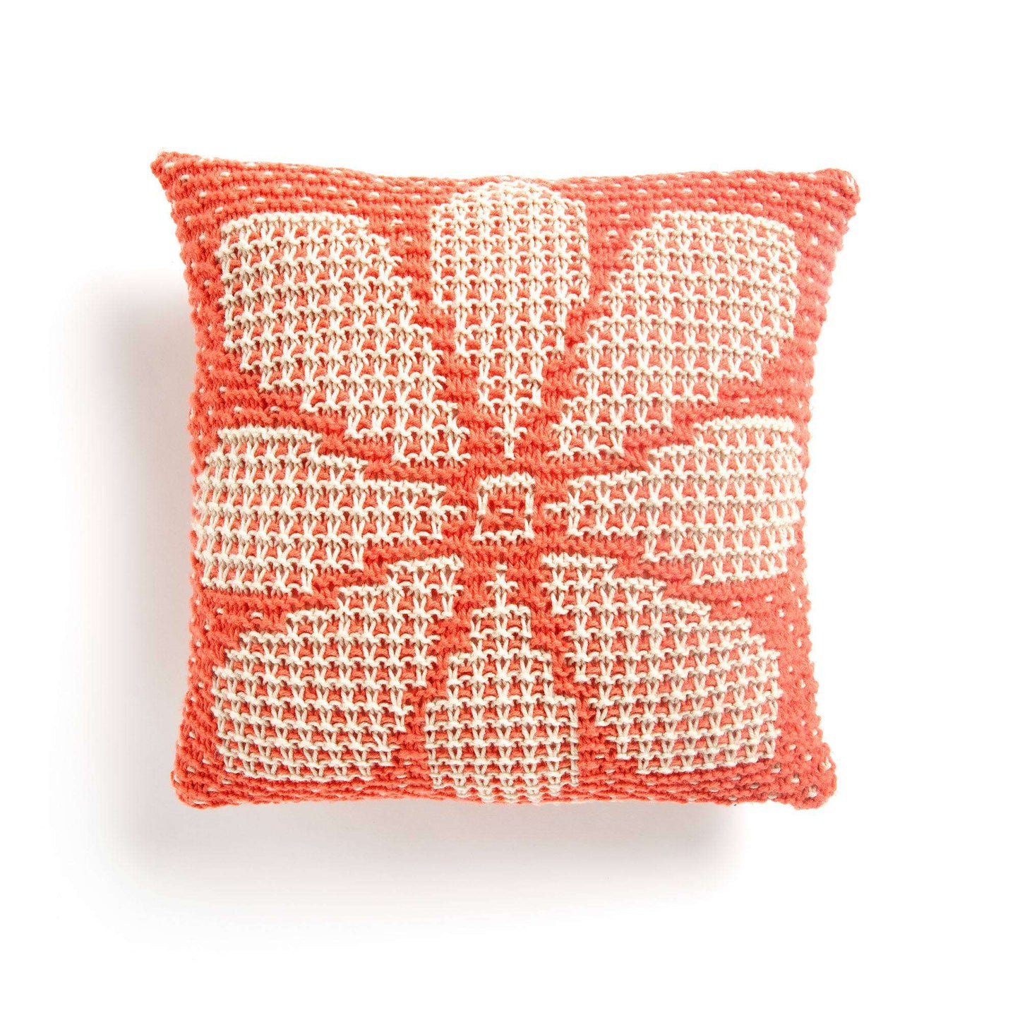 Caron Knit Mosaic Floral Pillow