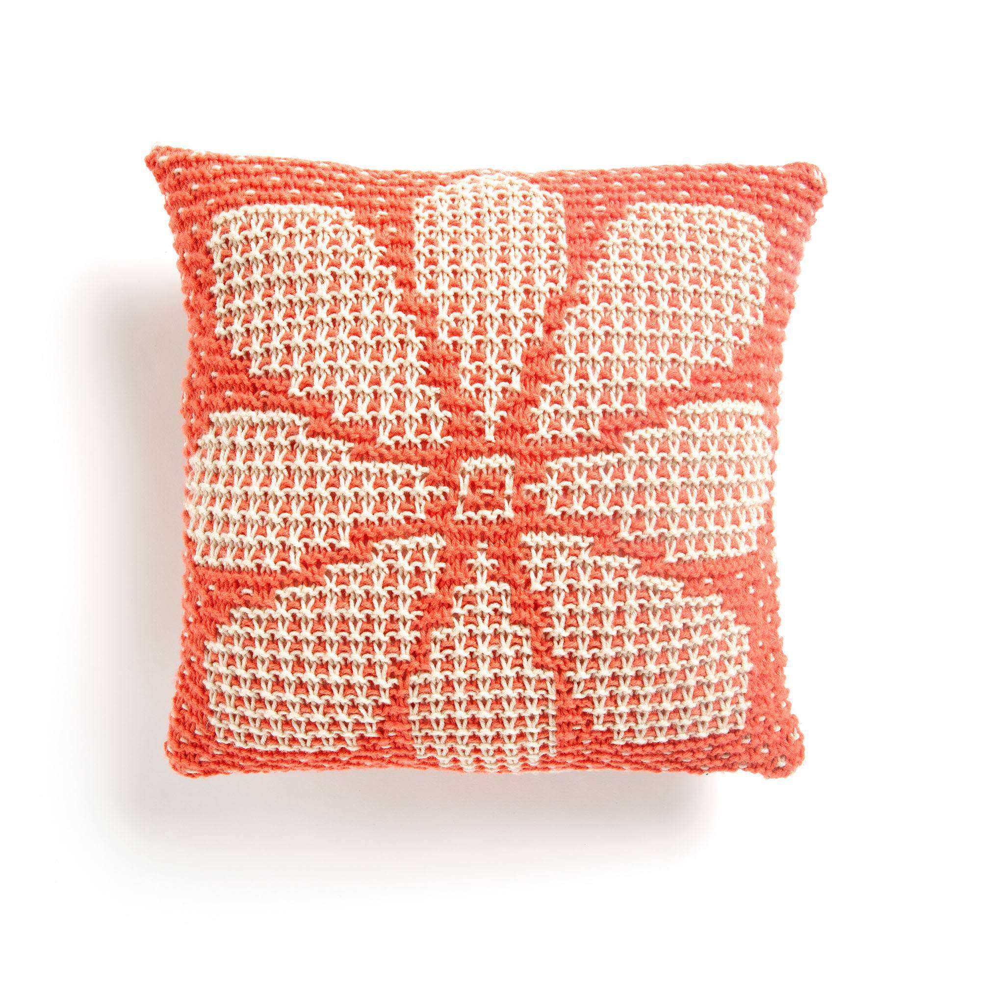 Caron Knit Mosaic Floral Pillow