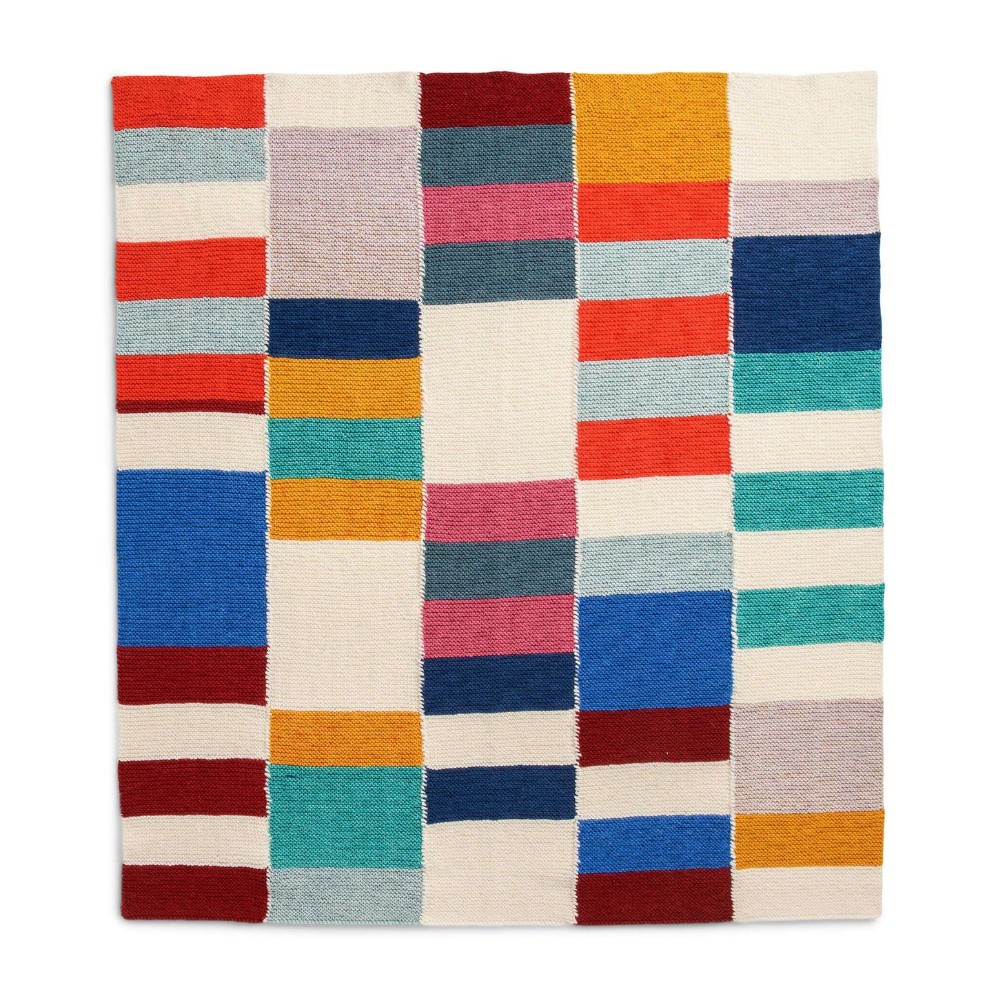 Caron Knit Patchwork Blanket With Visible Seams (Digital Download)