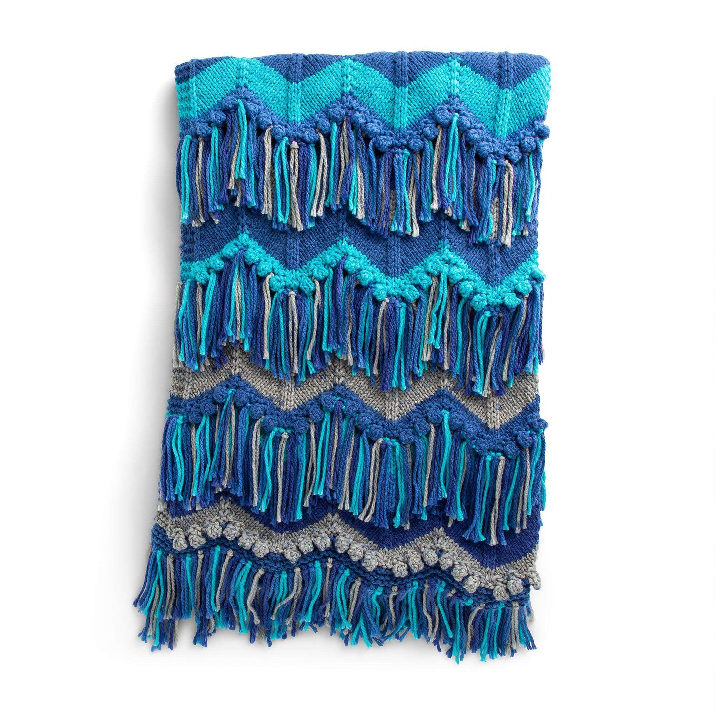 Caron Knit Bobble & Fringe Blanket (Digital Download)