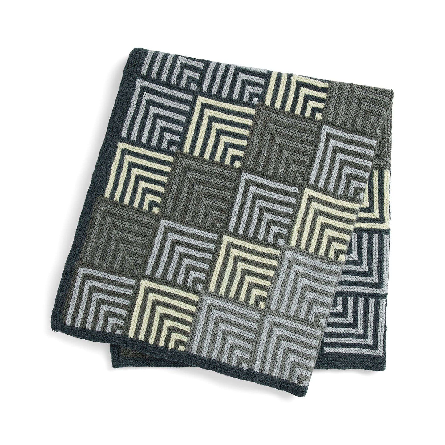 Caron Fading Blocks Mitered Knit Blanket (Digital Download)