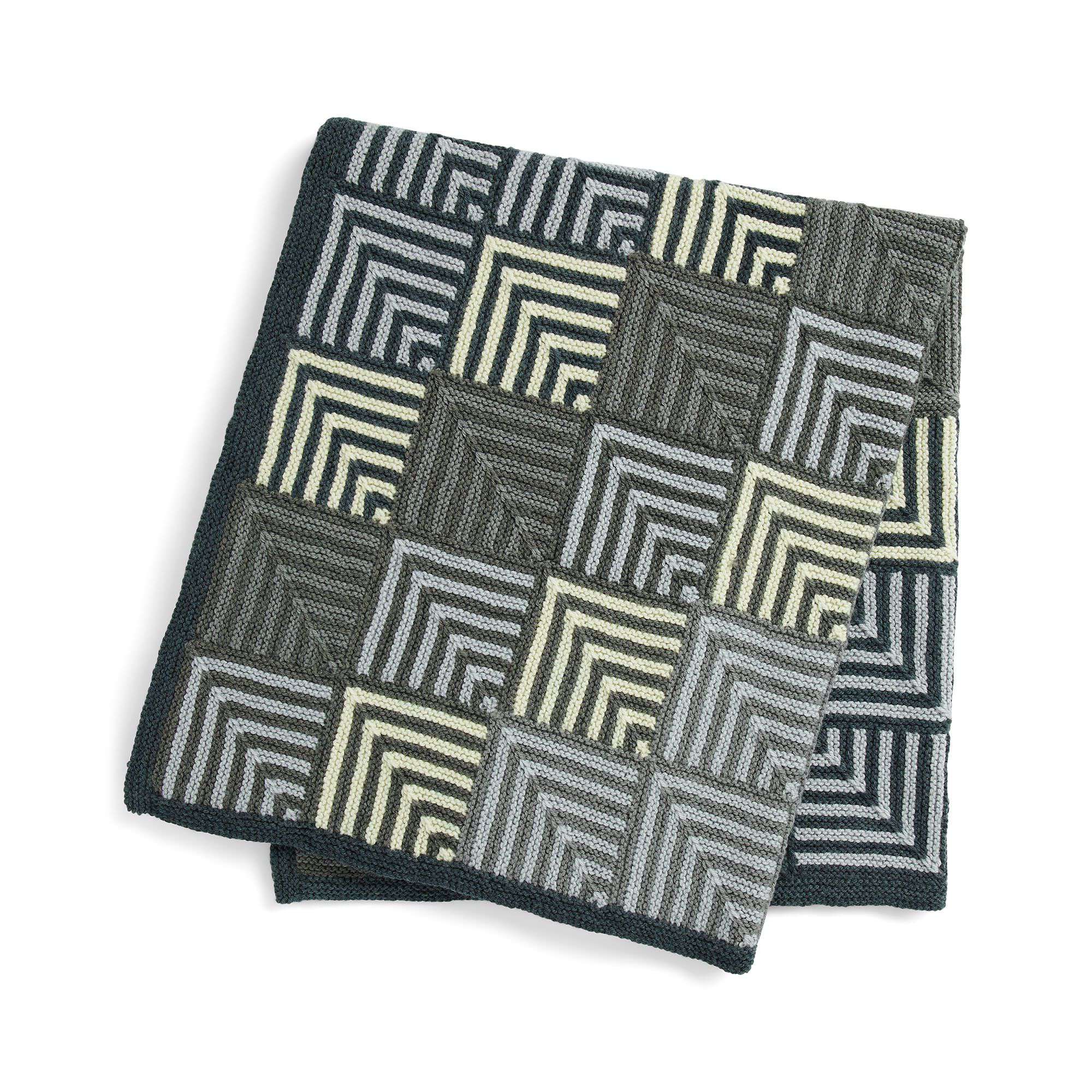 Caron Fading Blocks Mitered Knit Blanket (Digital Download)