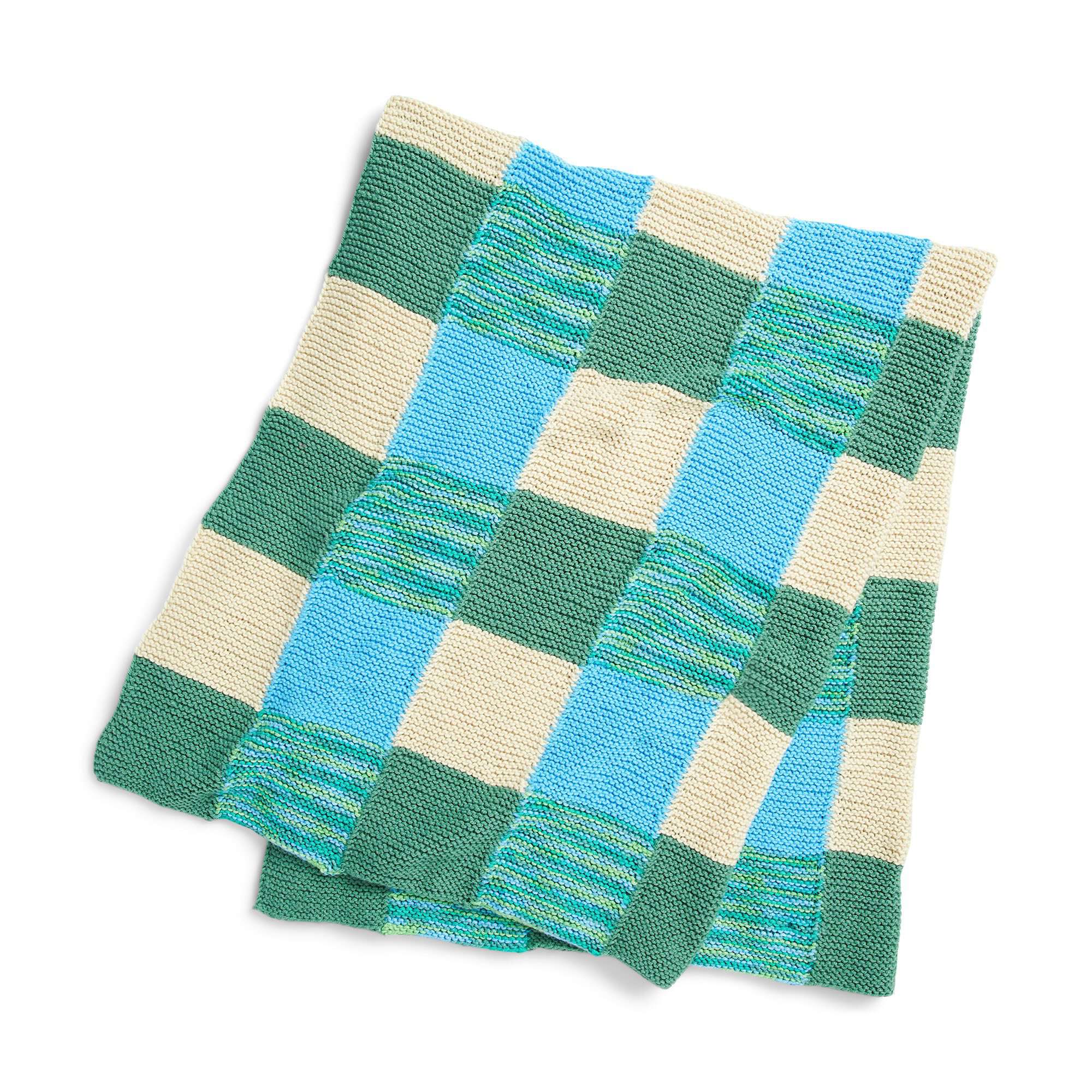 Caron Join-As-You-Go Checkerboard Knit Blanket (Digital Download)