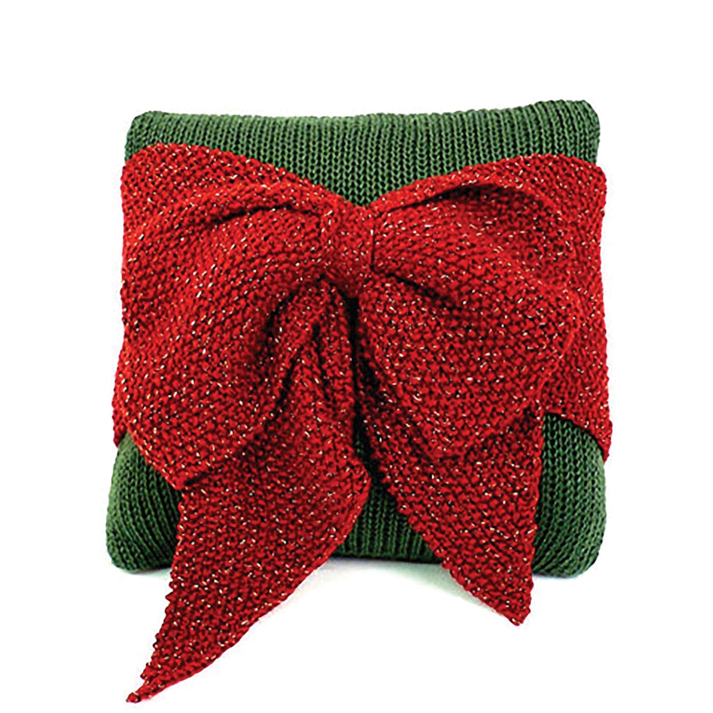 Caron Knit Christmas Bow Pillow (Digital Download)