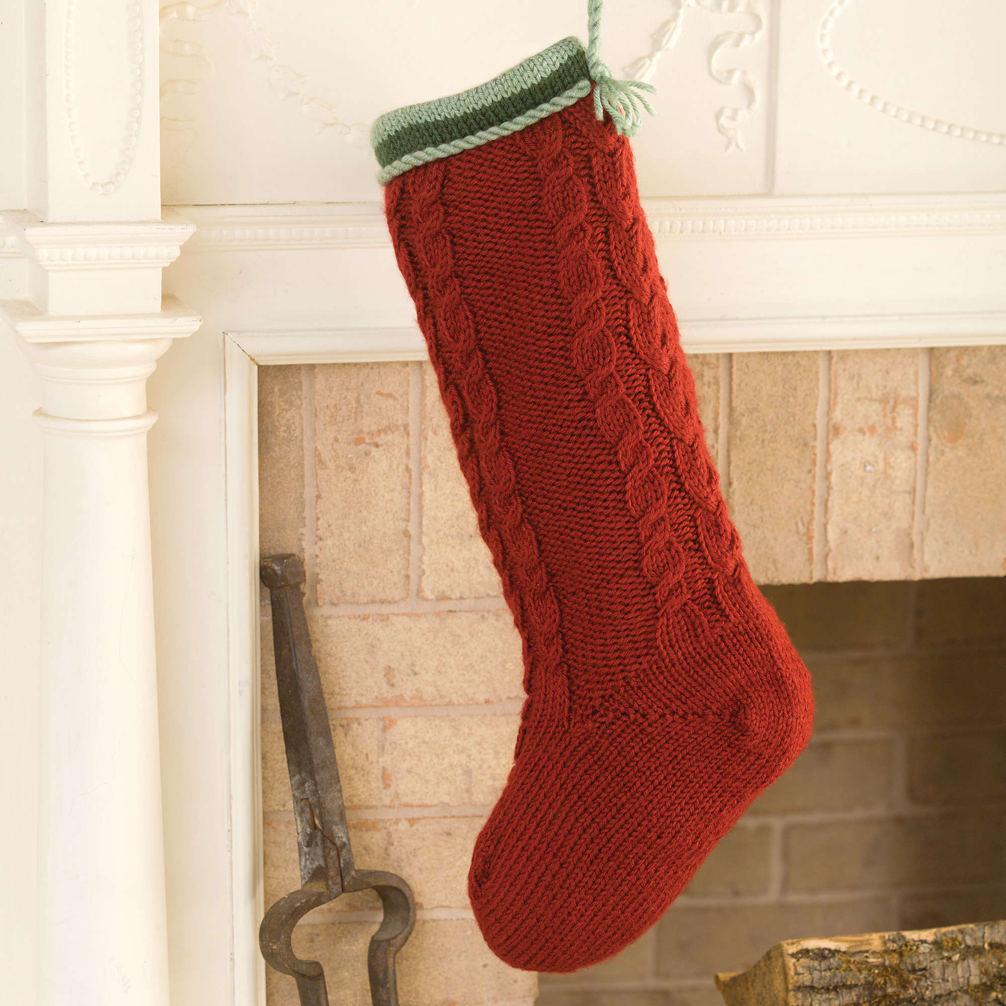 Caron Knit Cabled Christmas Stocking (Digital Download)